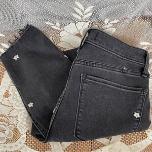 Abercrombie & Fitch Black Skinny Jeans with Flower Embroidery